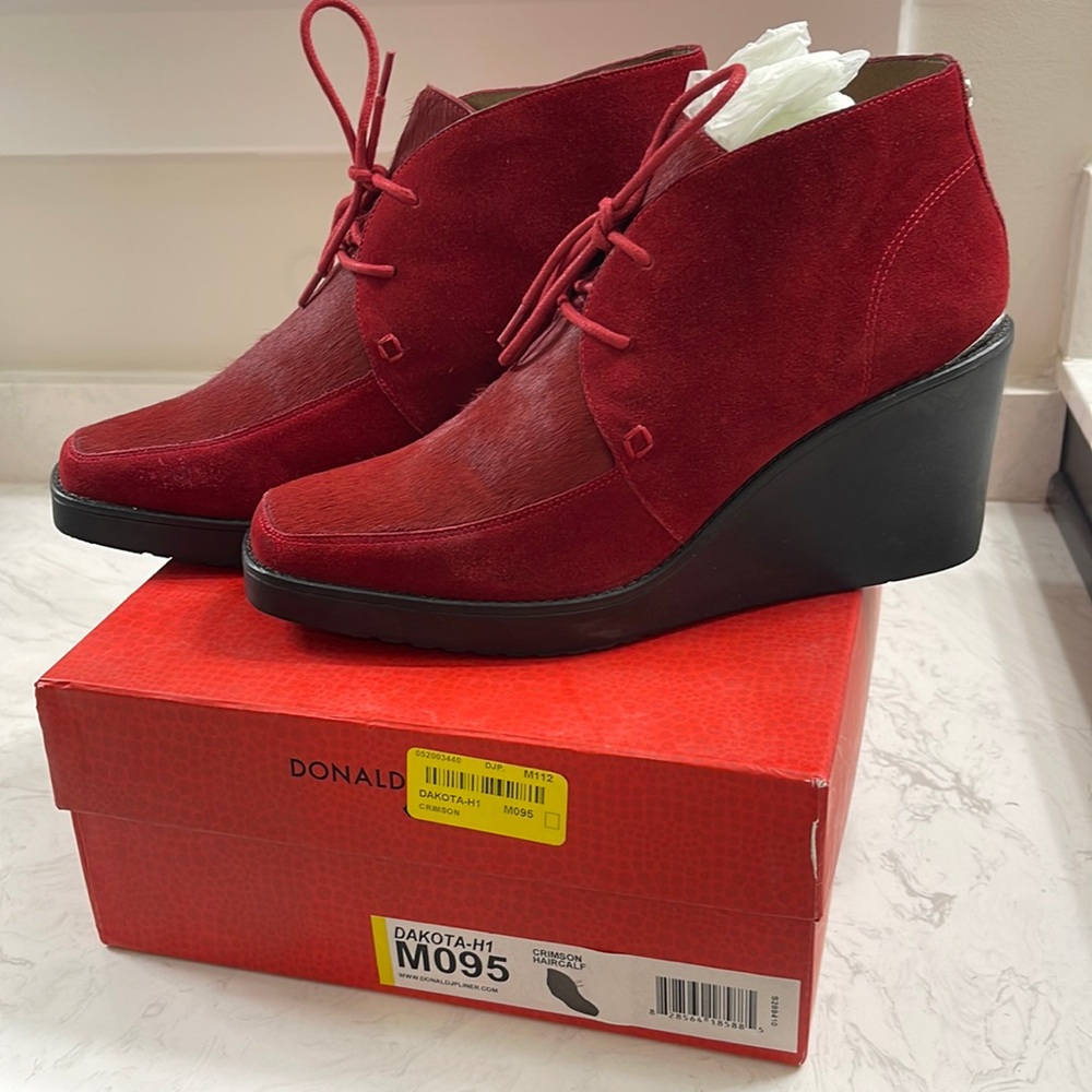 Donald Pliner Red Crimson Haircalf Bootie